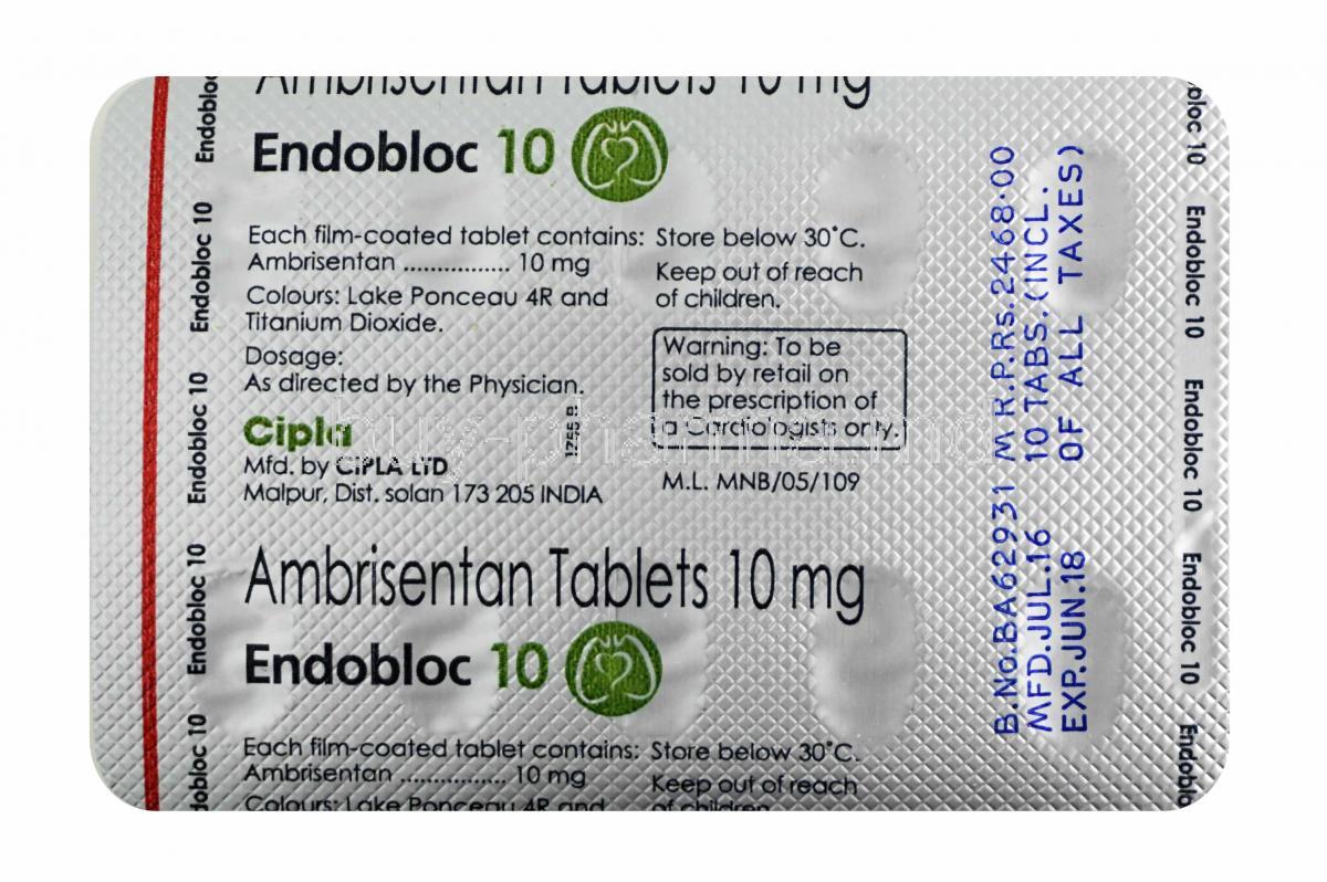 印度安立生坦片(Endobloc)有哪些用药副作用？